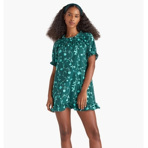 Hill House The Katherine Nap Dress Green Botanical - Picture 1 of 7